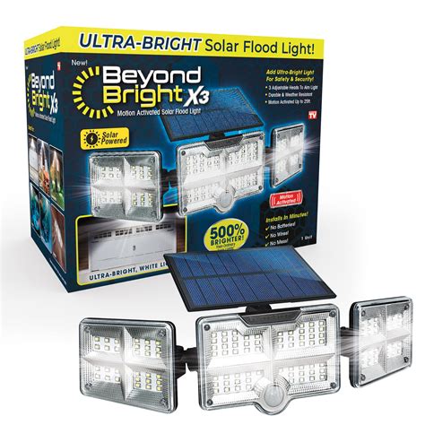 solar bright flood lights|Ontel Beyond Bright X3 Motion Activated Solar Flood Light .